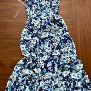 Floral Blue Kids Casual Dress
